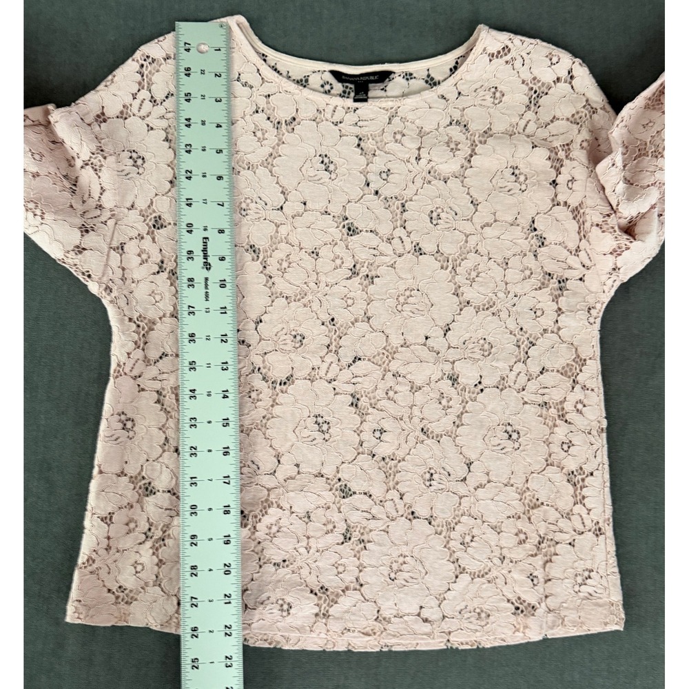 Banana Republic Sheer Lace Blouse Size M Blush Pink Romantic Victorian Feminine - Picture 7 of 8